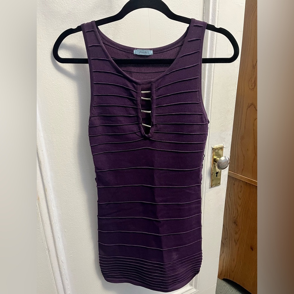Purple Bodycon Mini Dress with Front and Side Cutouts - Do+Be Size XS